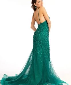 Prom 3D Floral Applique Mermaid Dress By Elizabeth K GL3000