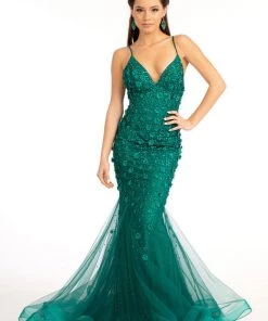Prom 3D Floral Applique Mermaid Dress By Elizabeth K GL3000
