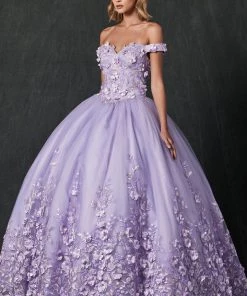 3D Floral Off Shoulder Ball Gown By Juliet 1434