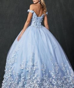 3D Floral Off Shoulder Ball Gown By Juliet 1434