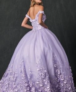 3D Floral Off Shoulder Ball Gown By Juliet 1434