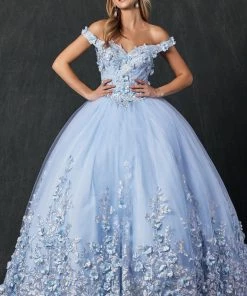 3D Floral Off Shoulder Ball Gown By Juliet 1434