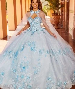 3D Floral Cape Quinceanera Dress By Mary's Bridal MQ2157 Quinceañera