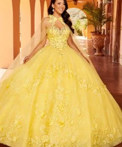 3D Floral Cape Quinceanera Dress By Mary's Bridal MQ2157 Quinceañera