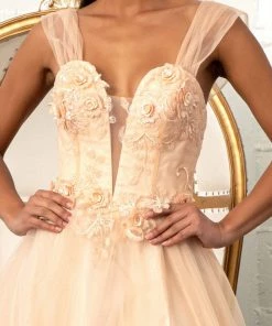 3D Floral Corset Gown By Elizabeth K GL3007