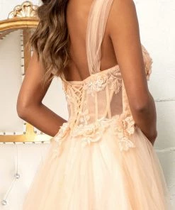 3D Floral Corset Gown By Elizabeth K GL3007