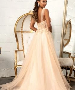 3D Floral Corset Gown By Elizabeth K GL3007