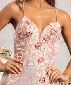 3D Floral Fitted Sequin Gown By Elizabeth K GL3025 Prom