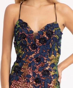 3D Floral Fitted Sequin Gown By Elizabeth K GL3025 Prom