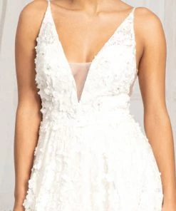 3D Floral High Low Wedding Dress By Elizabeth K GL1984