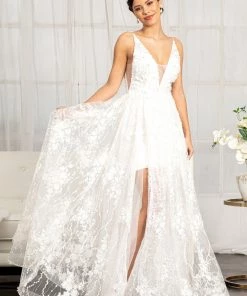 3D Floral High Low Wedding Dress By Elizabeth K GL1984