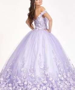 3D Floral Off Shoulder Ball Gown By Elizabeth K GL1960