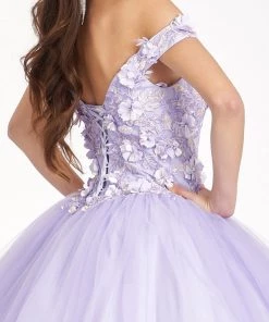 3D Floral Off Shoulder Ball Gown By Elizabeth K GL1960