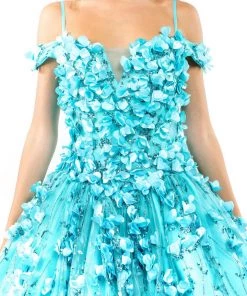 3D Floral Off Shoulder Ball Gown By Elizabeth K GL1962