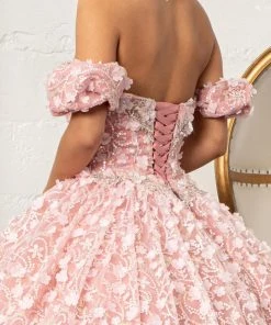 3D Floral Off Shoulder Ball Gown By Elizabeth K GL3019