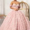 3D Floral Off Shoulder Ball Gown By Elizabeth K GL3019