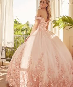 3D Floral Off Shoulder Ball Gown By Juliet 1434