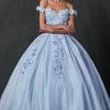 3D Floral Off Shoulder Glitter Ball Gown By Juliet 1433