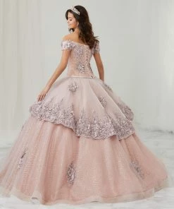 LA Glitter By House Of Wu 3D Floral Off Shoulder Quinceanera Dress By LA Glitter 24089 Quinceañera