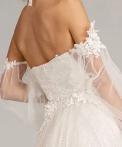 Prom 3D Floral Puff Sleeve Gown By Elizabeth K GL3015