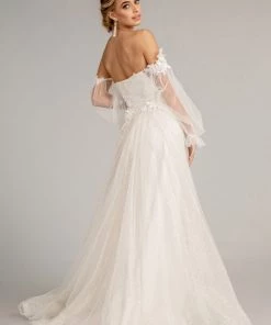 Prom 3D Floral Puff Sleeve Gown By Elizabeth K GL3015