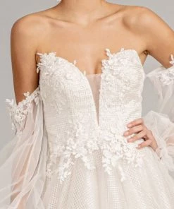 Prom 3D Floral Puff Sleeve Gown By Elizabeth K GL3015