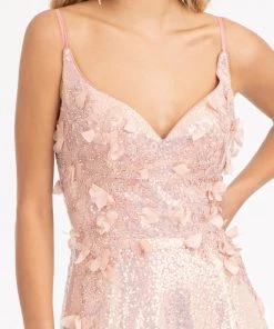 3D Floral Sequin Slit Gown By Elizabeth K GL3027 Prom 18 3D Floral Sequin Slit Gown By Elizabeth K GL3027 Prom