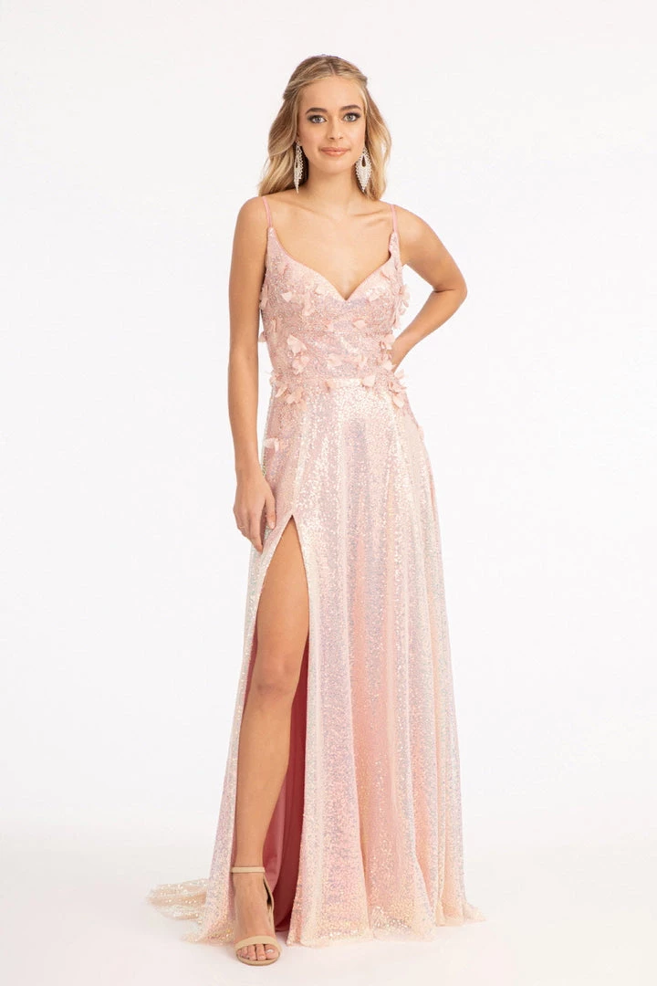 3D Floral Sequin Slit Gown By Elizabeth K GL3027 Prom 8 3D Floral Sequin Slit Gown By Elizabeth K GL3027 Prom