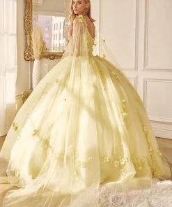 3D Floral Sleeveless Cape Ball Gown By Juliet 1436 19 3D Floral Sleeveless Cape Ball Gown By Juliet 1436