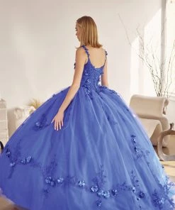 3D Floral Sleeveless Cape Ball Gown By Juliet 1436 25 3D Floral Sleeveless Cape Ball Gown By Juliet 1436