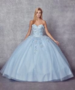 3D Floral Strapless Cape Ball Gown By Juliet 1435