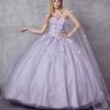 3D Floral Strapless Cape Ball Gown By Juliet 1435