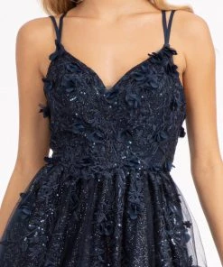 Prom 3D Floral Strappy Back Gown By Elizabeth K GL3033 26 Prom 3D Floral Strappy Back Gown By Elizabeth K GL3033