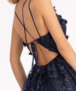 Prom 3D Floral Strappy Back Gown By Elizabeth K GL3033 27 Prom 3D Floral Strappy Back Gown By Elizabeth K GL3033