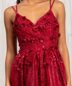 Prom 3D Floral Strappy Back Gown By Elizabeth K GL3033 18 Prom 3D Floral Strappy Back Gown By Elizabeth K GL3033