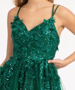 Prom 3D Floral Strappy Back Gown By Elizabeth K GL3033 22 Prom 3D Floral Strappy Back Gown By Elizabeth K GL3033