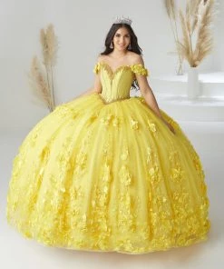 Quinceañera 3D Floral Tulle Quinceanera Dress By House Of Wu 26950