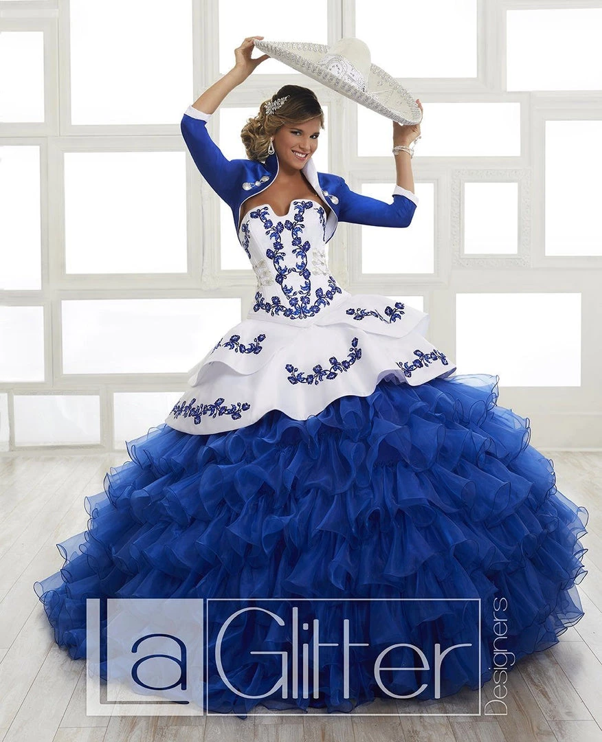 LA Glitter By House Of Wu Quinceañera 4-Piece Ruffled Charro Dress By House Of Wu LA Glitter 24024 8 LA Glitter By House Of Wu Quinceañera 4-Piece Ruffled Charro Dress By House Of Wu LA Glitter 24024