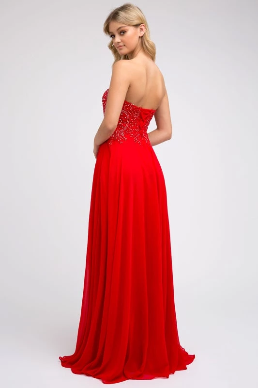 Long Lace Bodice Strapless Dress By Juliet 626 4 Long Lace Bodice Strapless Dress By Juliet 626