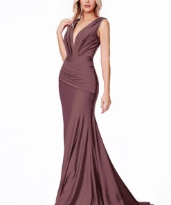 Ruched Long V-Neck Dress By Cinderella Divine CD912 Prom 11 Ruched Long V-Neck Dress By Cinderella Divine CD912 Prom