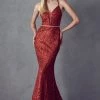 Fitted Glitter Print Lace-Up Gown By Juliet 681 Prom