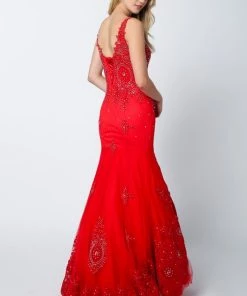 Prom Lace Applique Sleeveless Mermaid Dress By Juliet 654