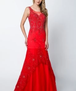 Prom Lace Applique Sleeveless Mermaid Dress By Juliet 654