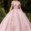3D Floral Off Shoulder Gown By Cinderella Divine CD0185 New