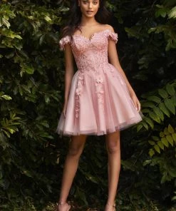 Short Off Shoulder Dress By Cinderella Divine CD0194 New