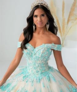 House Of Wu Fiesta Gowns Floral Applique Quinceanera Dress By Fiesta Gowns 56445