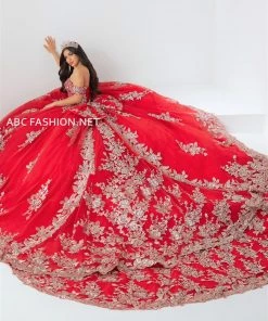 Off Shoulder Quinceanera Dress With Train By House Of Wu 26022T