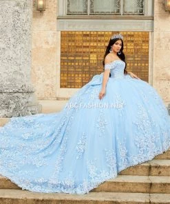 Off Shoulder Quinceanera Dress With Train By House Of Wu 26022T