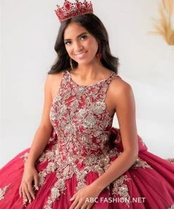 Quinceañera Halter Quinceanera Dress With Train By House Of Wu 26032T