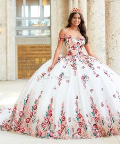 Floral Print Quinceanera Dress By House Of Wu 26039 QuinceaƱera